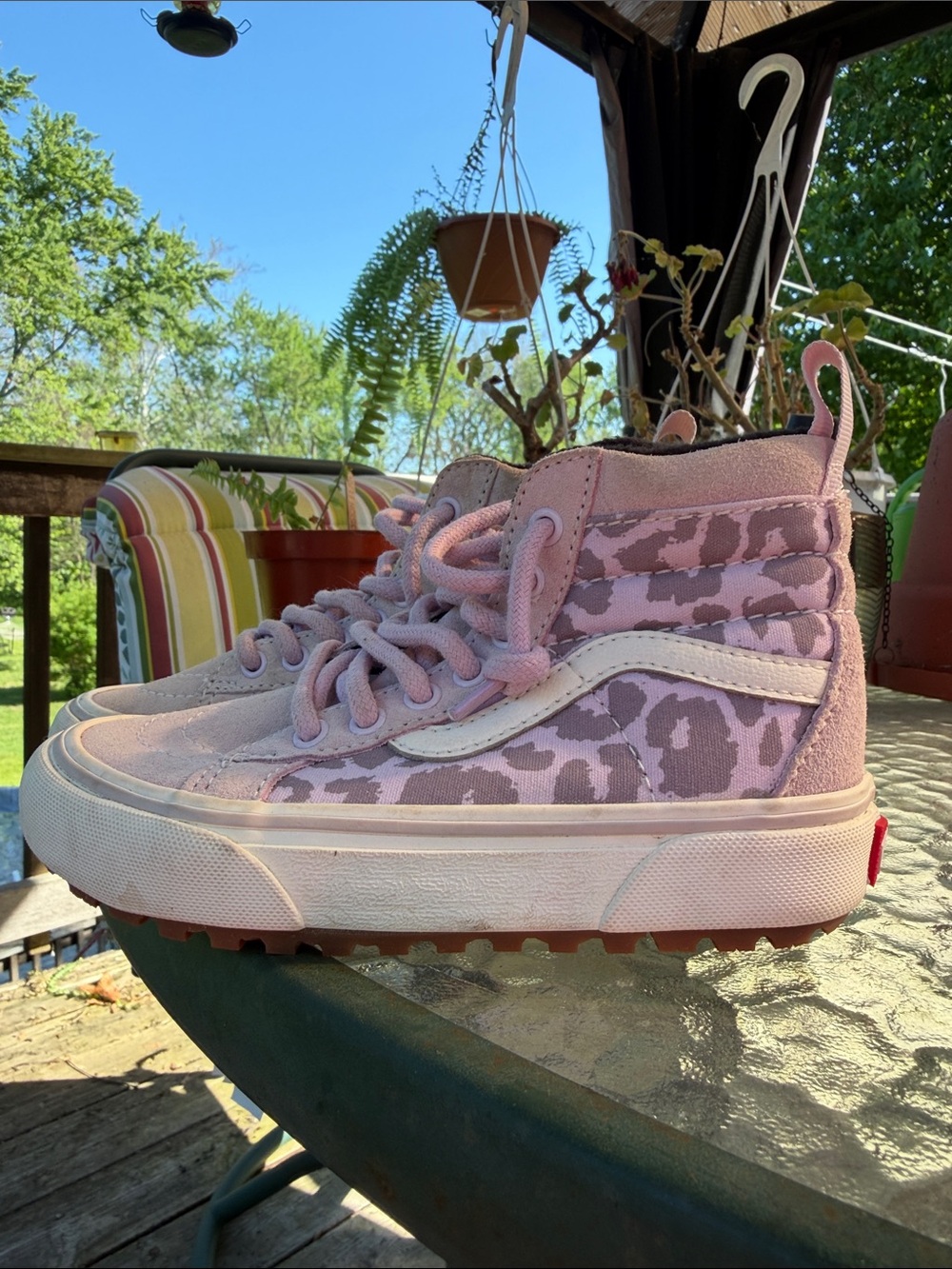 Vans Sk8-Hi MTE Pink Leopard High Top Sneakers Girls Size 12